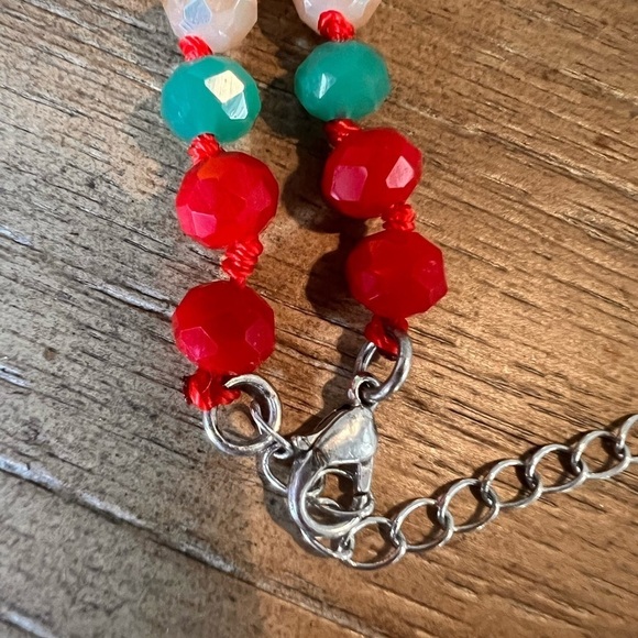 Treasure Jewels Christmas Tree Glitter Pendant Long Beaded Necklace Reversible - Picture 5 of 13